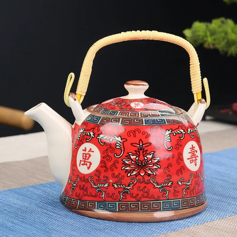 Théière en céramique bleue avec filtre rouge - 900ML Ma Théière